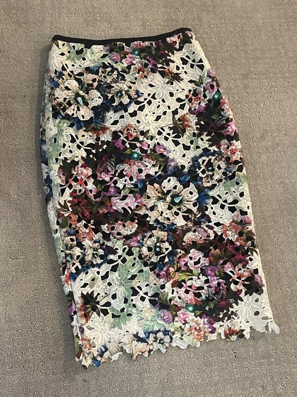 Artelier 8 Nicole miller 006082 Floral Lace Pencil Skirt White black Multicolor